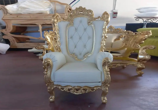 Fauteuil baroque doré cuir crème LUCY S.T. Italy