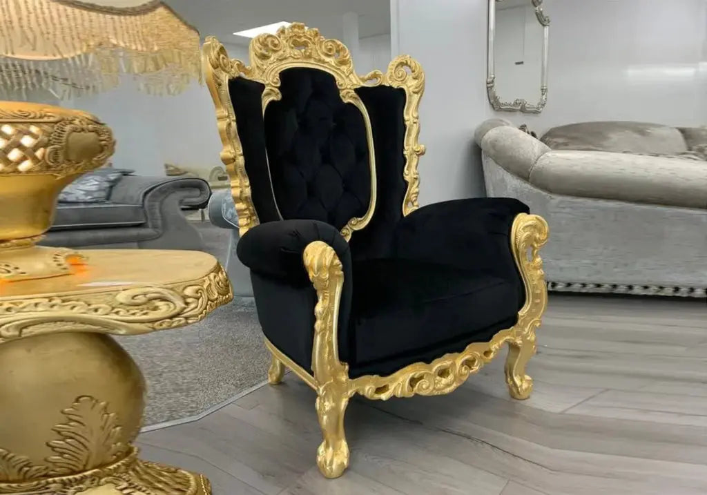 Fauteuil baroque doré velours noir LUCY S.T. Italy