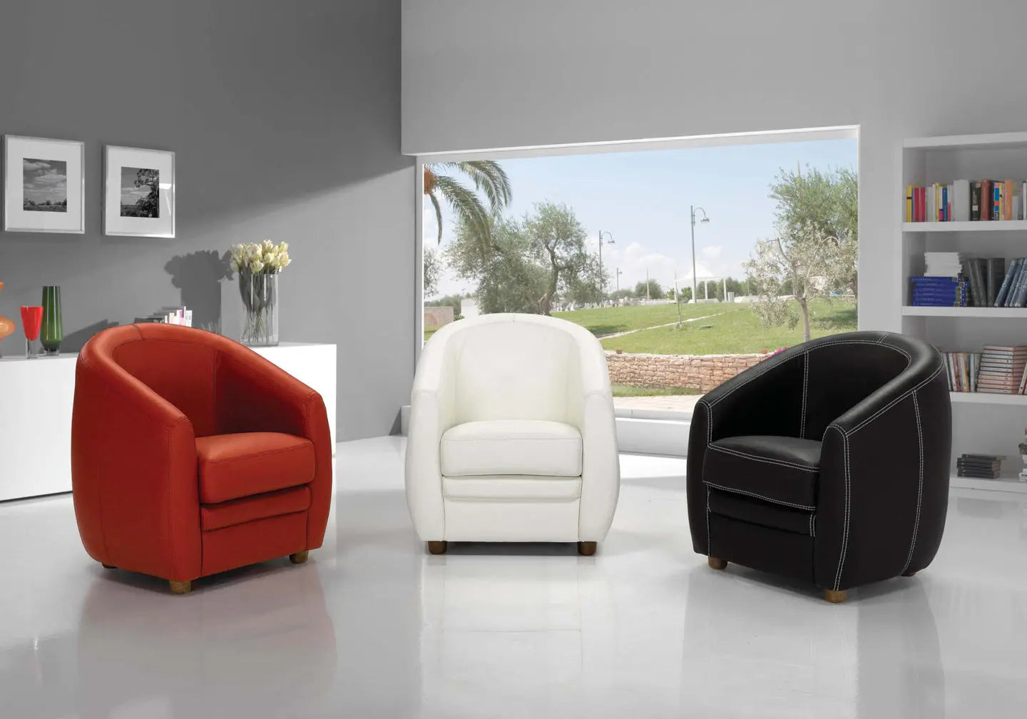 Fauteuil cabriolet cuir blanc APOLLO Made in Italy