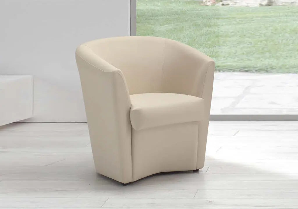 Fauteuil cabriolet cuir crème ALIX Made in Italy