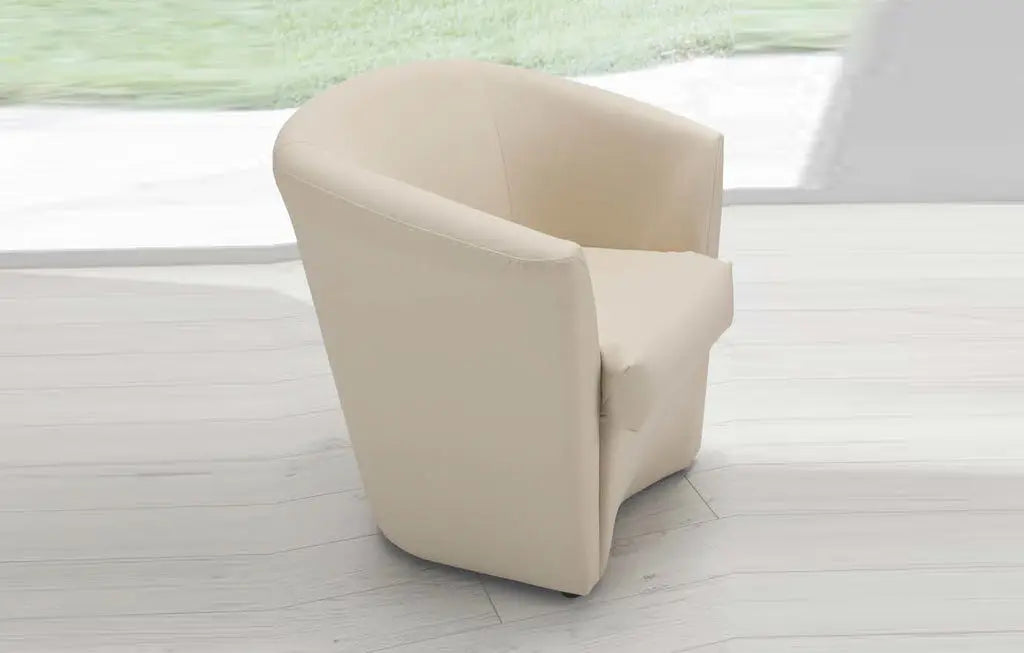 Fauteuil cabriolet cuir crème ALIX Made in Italy