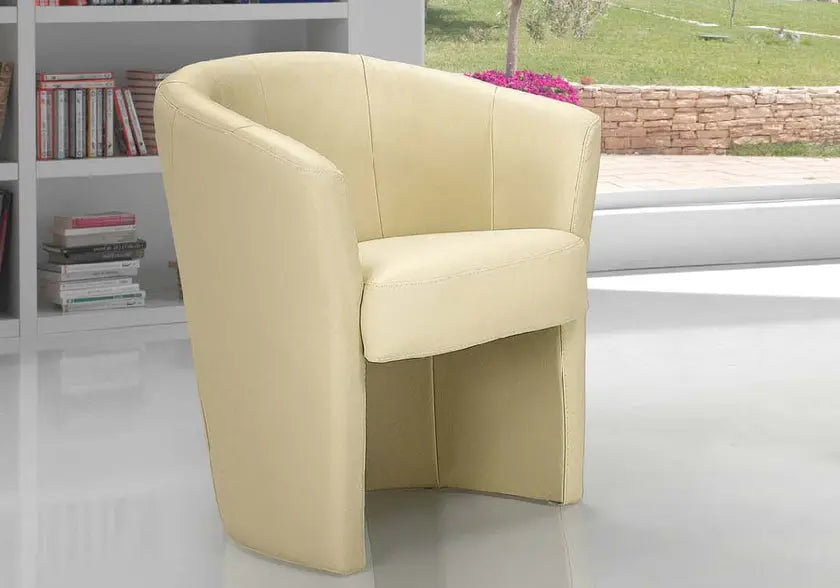 Fauteuil cabriolet cuir crème ANTOINE Made in Italy