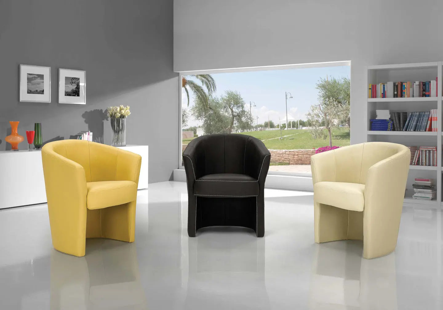 Fauteuil cabriolet cuir jaune ANTOINE Made in Italy