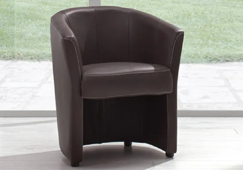 Fauteuil cabriolet cuir marron ANTOINE Made in Italy