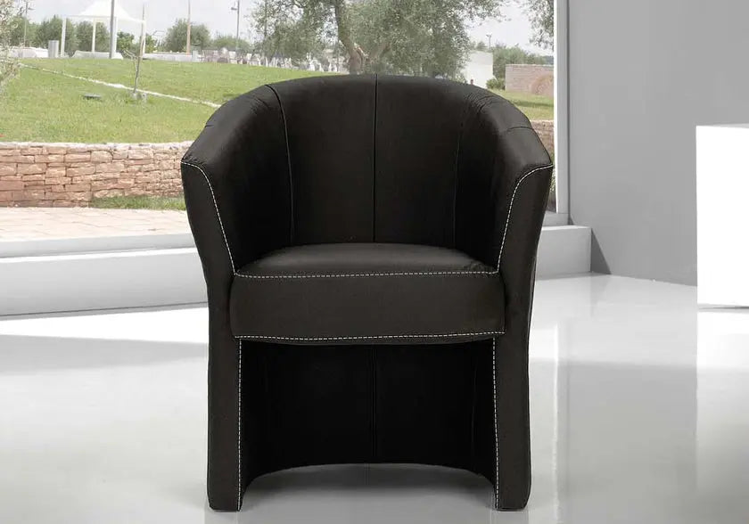 Fauteuil cabriolet cuir noir ANTOINE Made in Italy