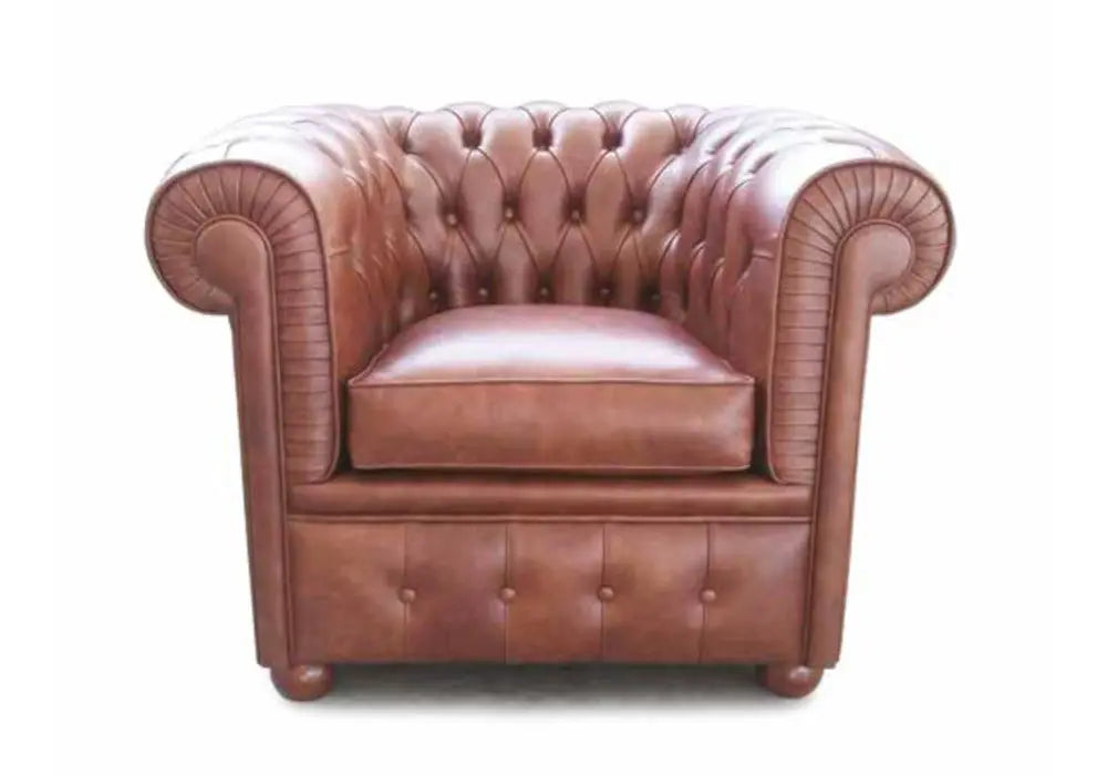 Fauteuil cuir chocolat CHESTERFIELD Made in Italy