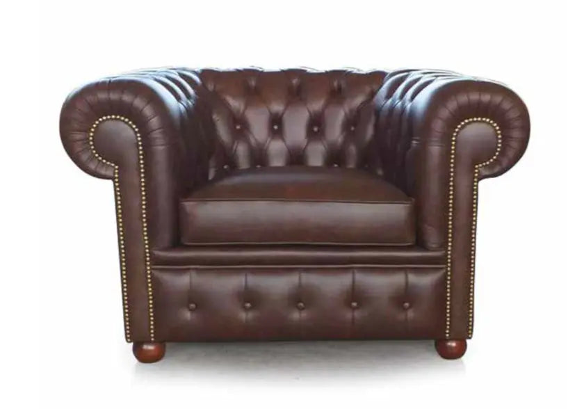 Fauteuil cuir marron CHESTERFIELD Made in Italy