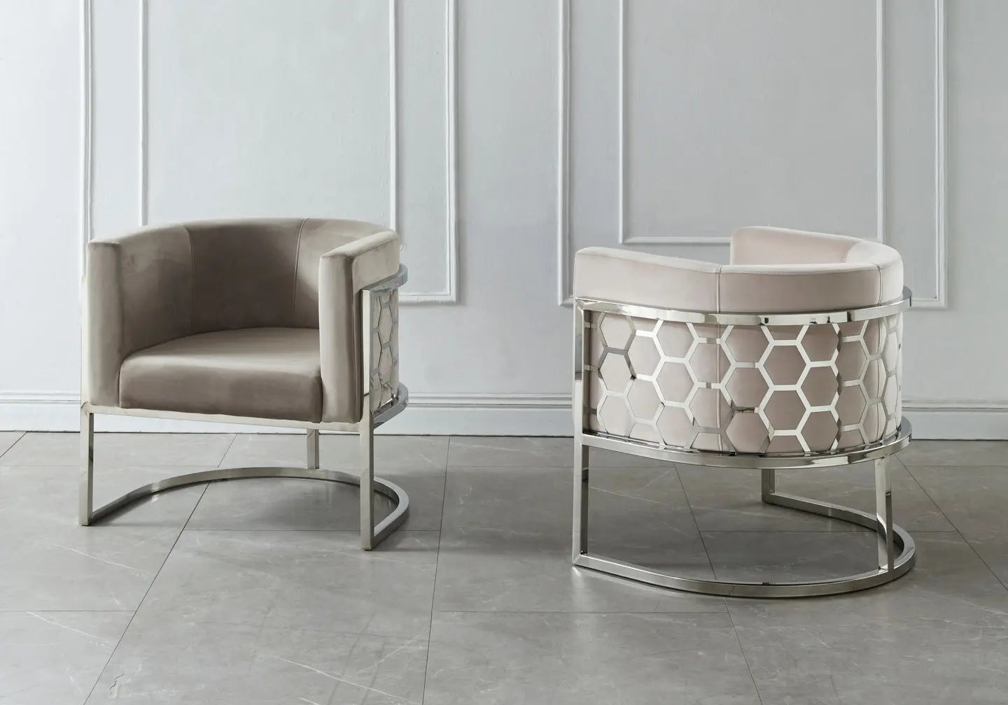 Fauteuil design chromé beige ALVO New Design