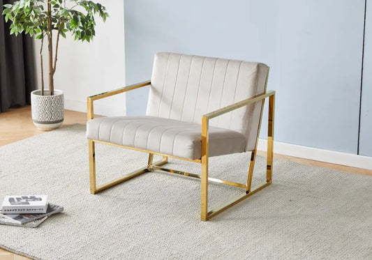 Fauteuil doré velours taupe GEVA New Design