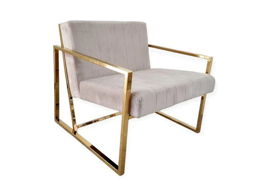 Fauteuil doré velours taupe GEVA New Design