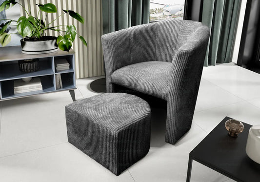 Fauteuil en velours côtelé gris FIDJY New Design