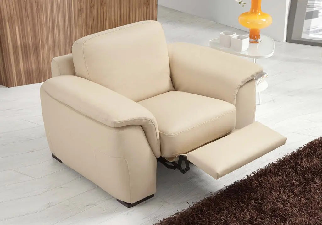 Fauteuil relax cuir crème JADE Made in Italy