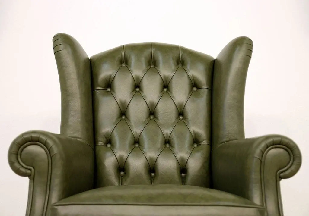 Fauteuil vintage cuir vert CHESTERFIELD Made in Italy