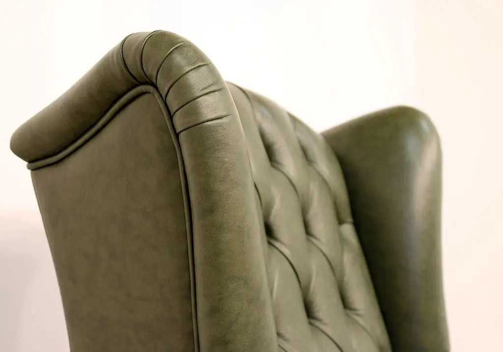 Fauteuil vintage cuir vert CHESTERFIELD Made in Italy