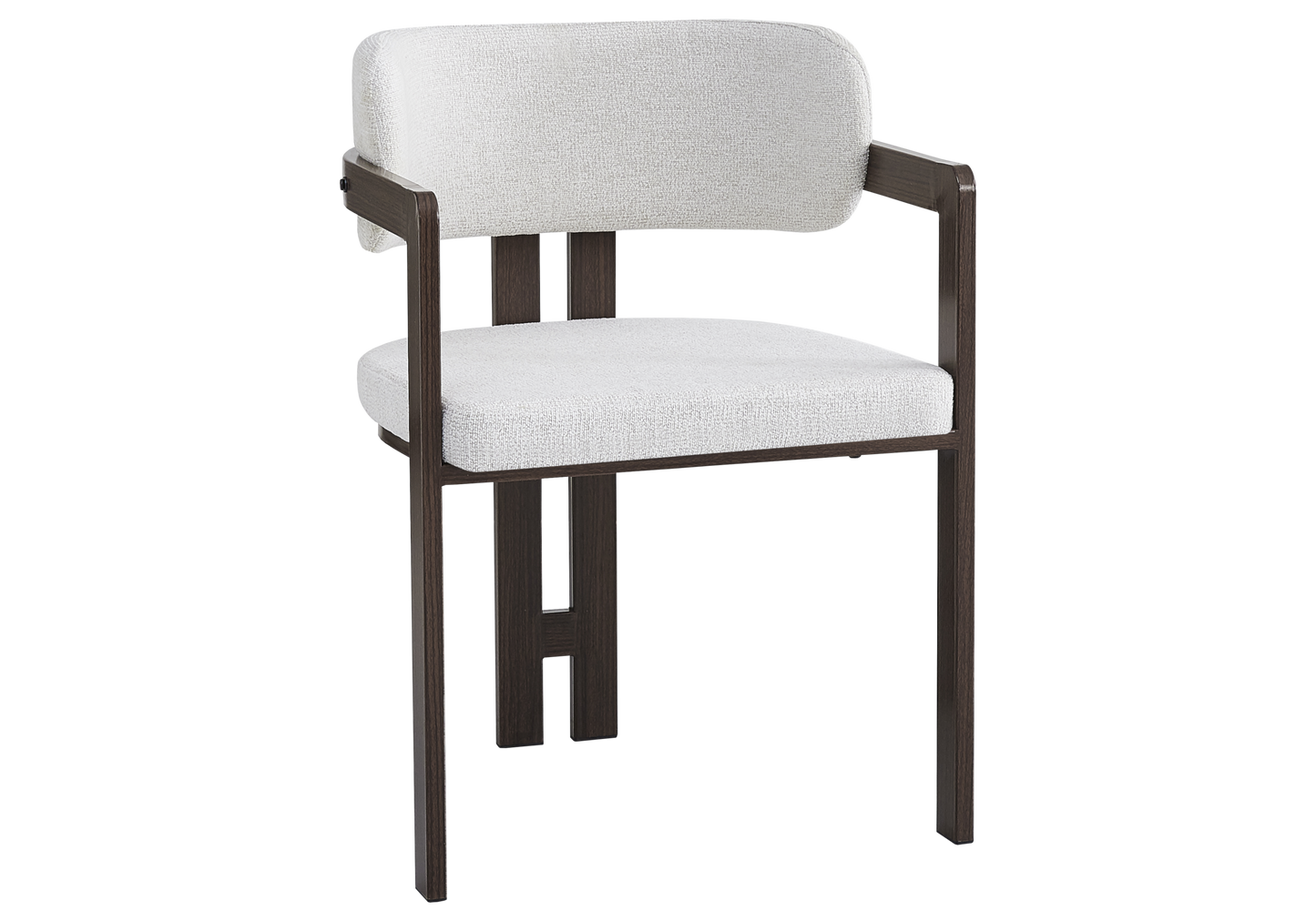 Fauteuil de table bouclé beige bois noyer – Lyra x2