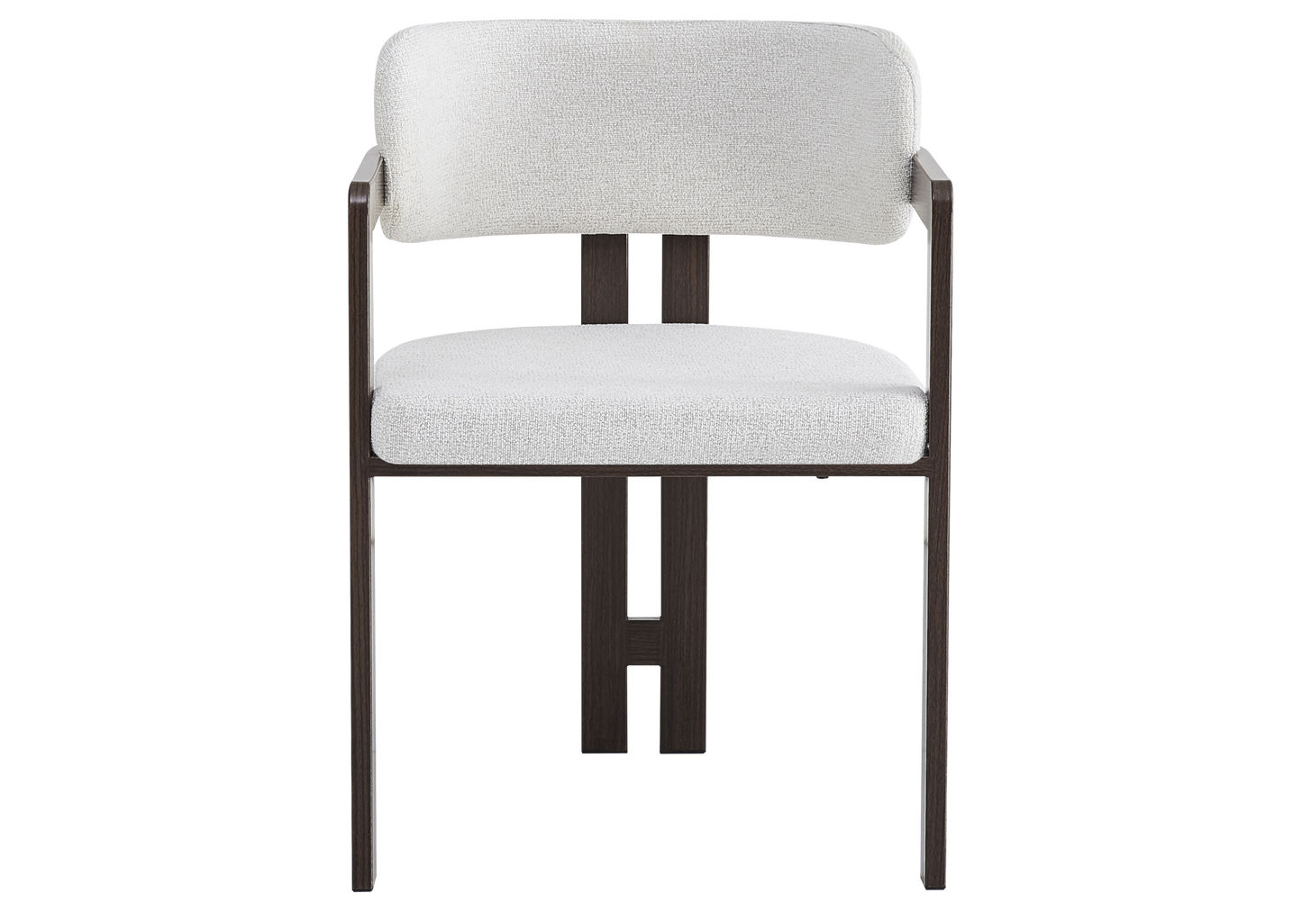 Fauteuil de table bouclé beige bois noyer – Lyra x2