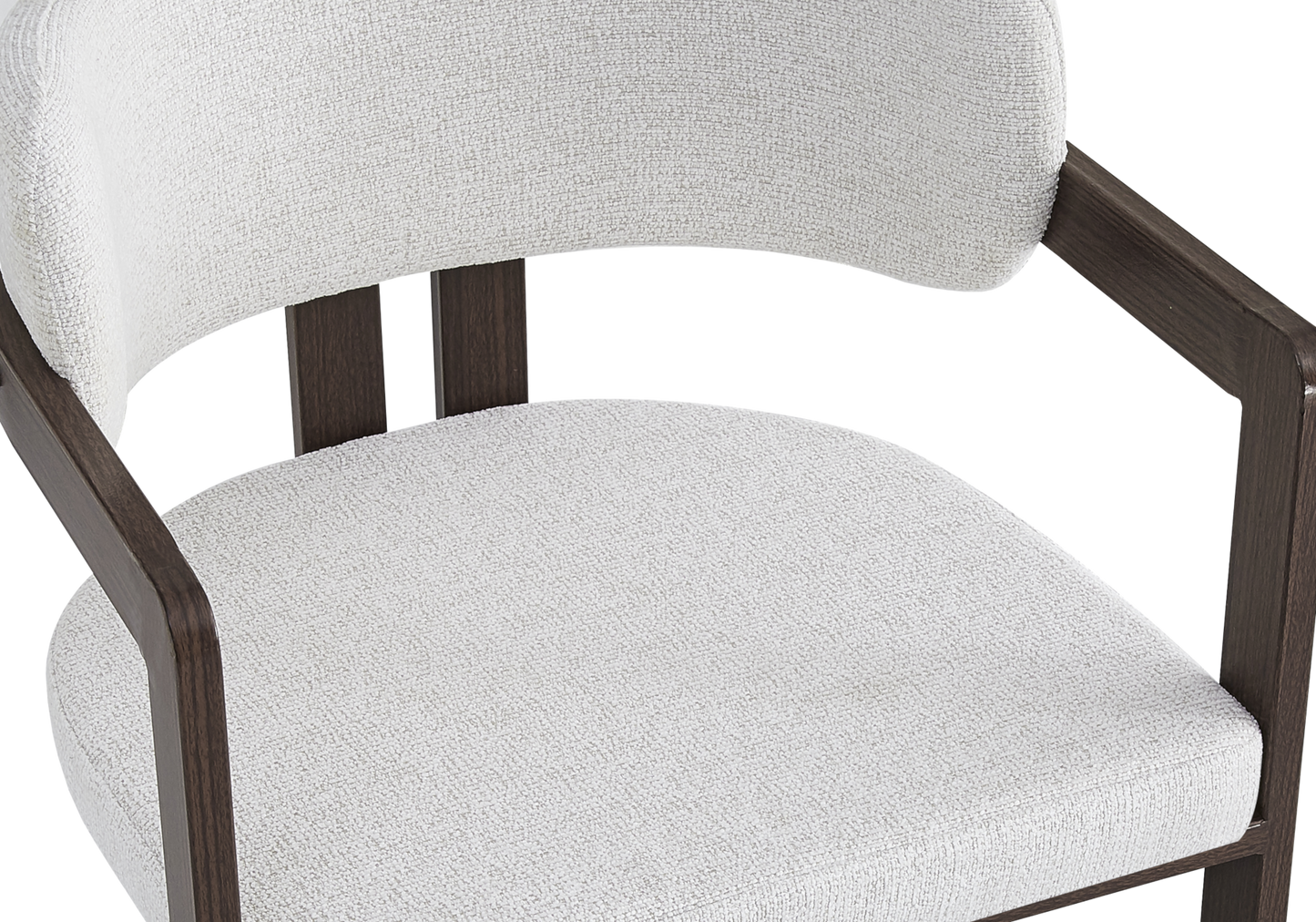 Fauteuil de table bouclé beige bois noyer – Lyra x2