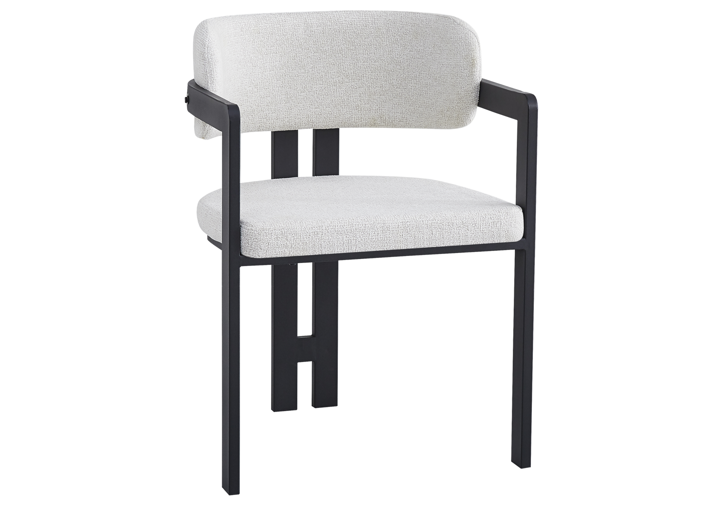 Fauteuil de table bouclé beige pieds noirs – Lyra x2