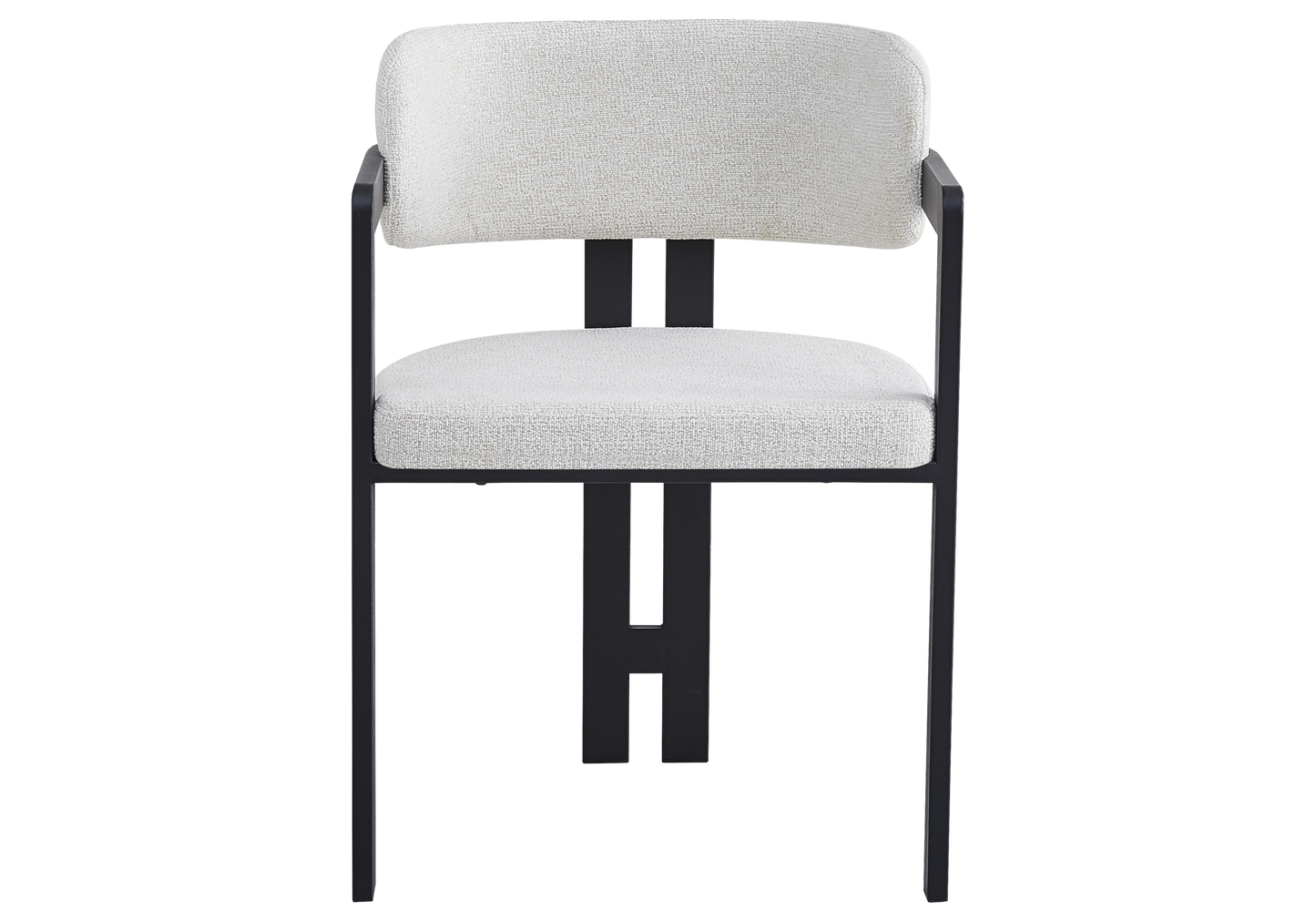 Fauteuil de table bouclé beige pieds noirs – Lyra x2