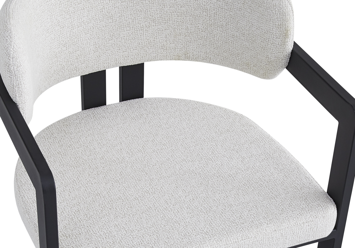 Fauteuil de table bouclé beige pieds noirs – Lyra x2