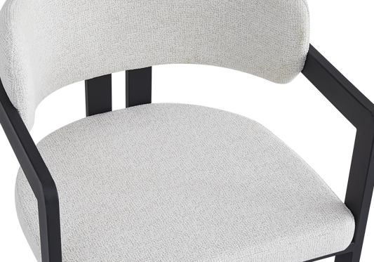 Fauteuil de table bouclé beige pieds noirs – Lyra x2