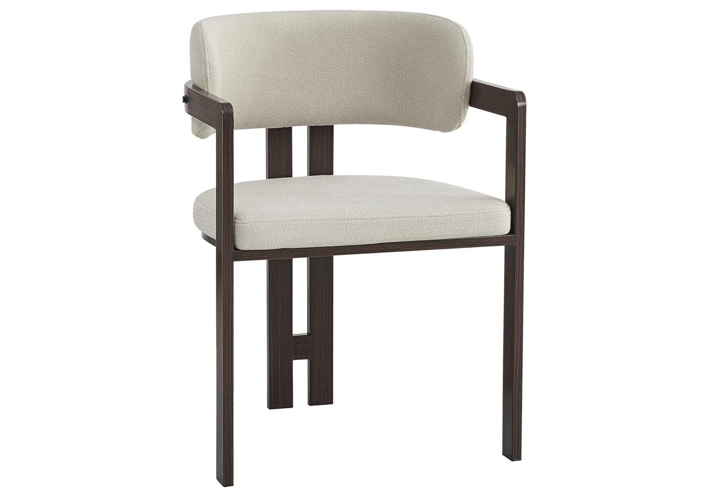 Fauteuil de table bouclé sable bois noyer – Lyra x2