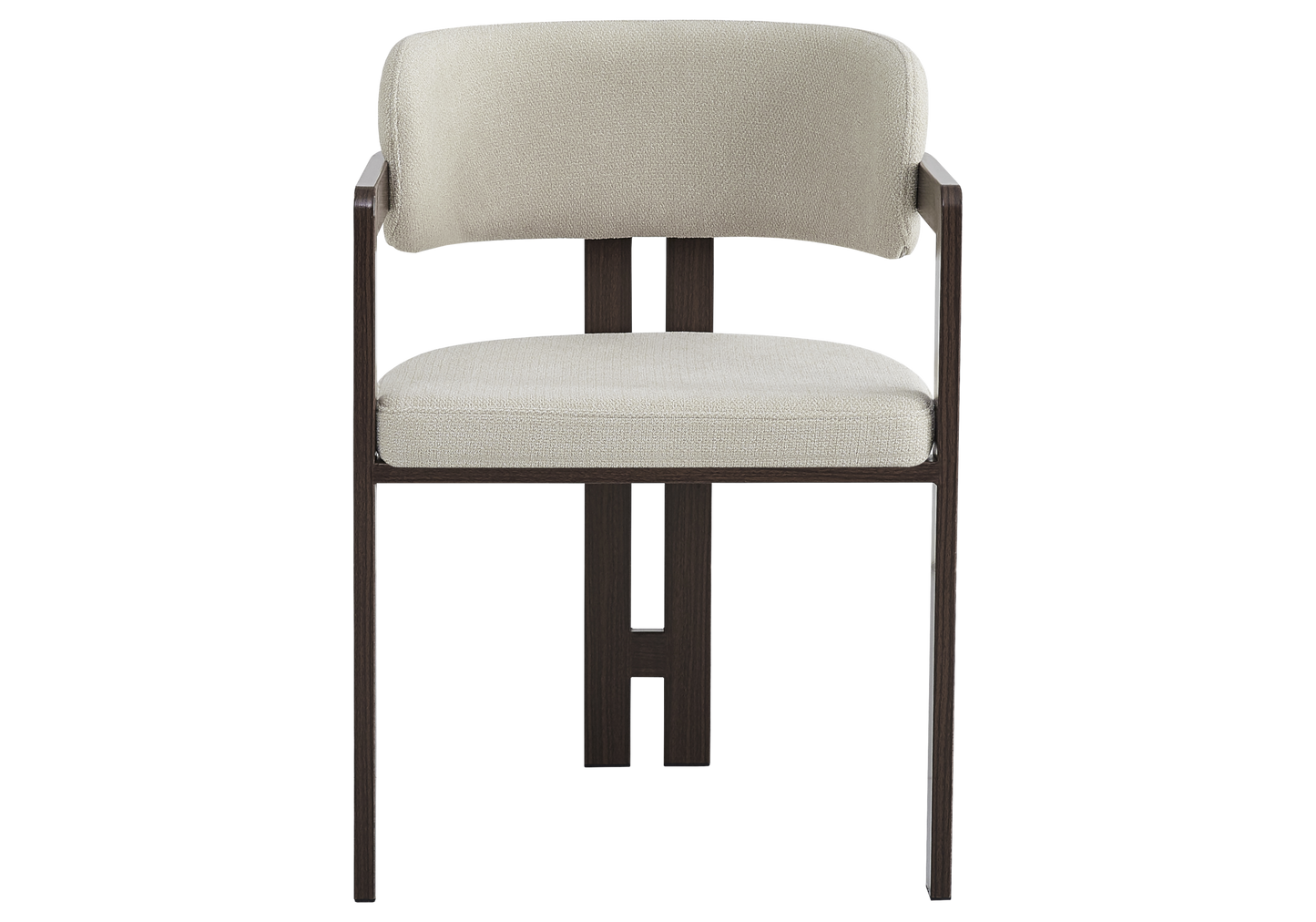 Fauteuil de table bouclé sable bois noyer – Lyra x2