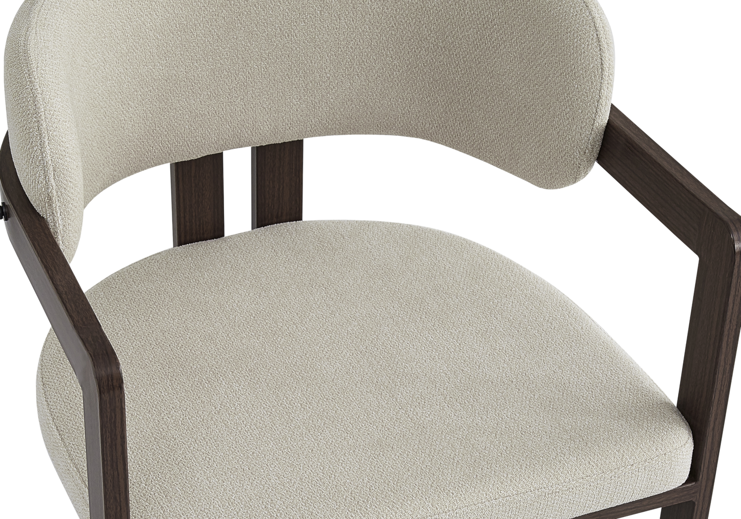 Fauteuil de table bouclé sable bois noyer – Lyra x2