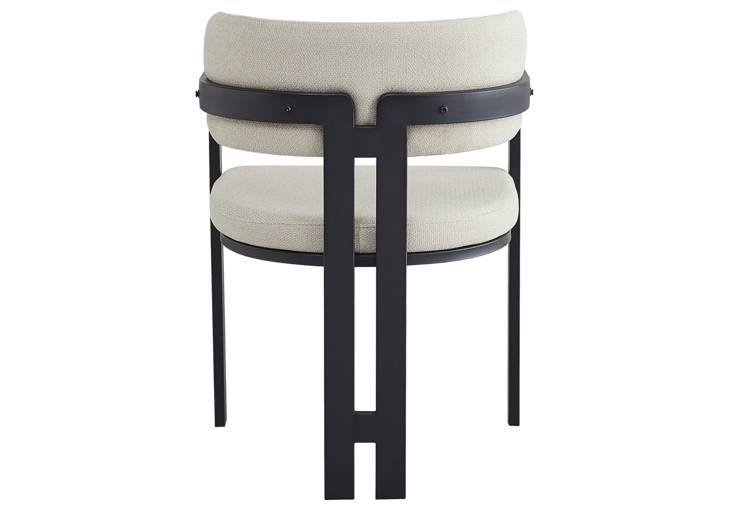 Fauteuil de table bouclé sable pieds noirs – Lyra x2