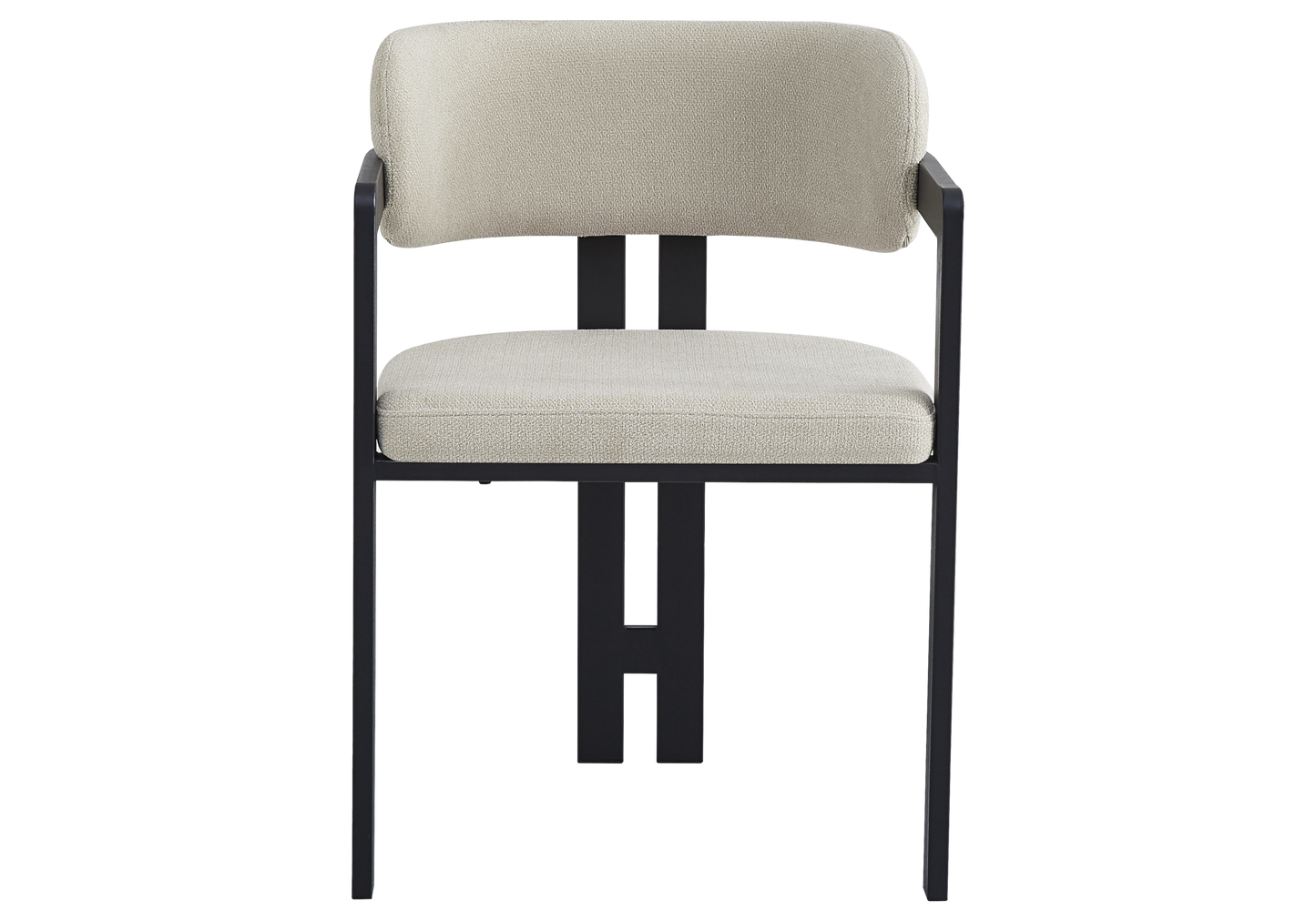 Fauteuil de table bouclé sable pieds noirs – Lyra x2