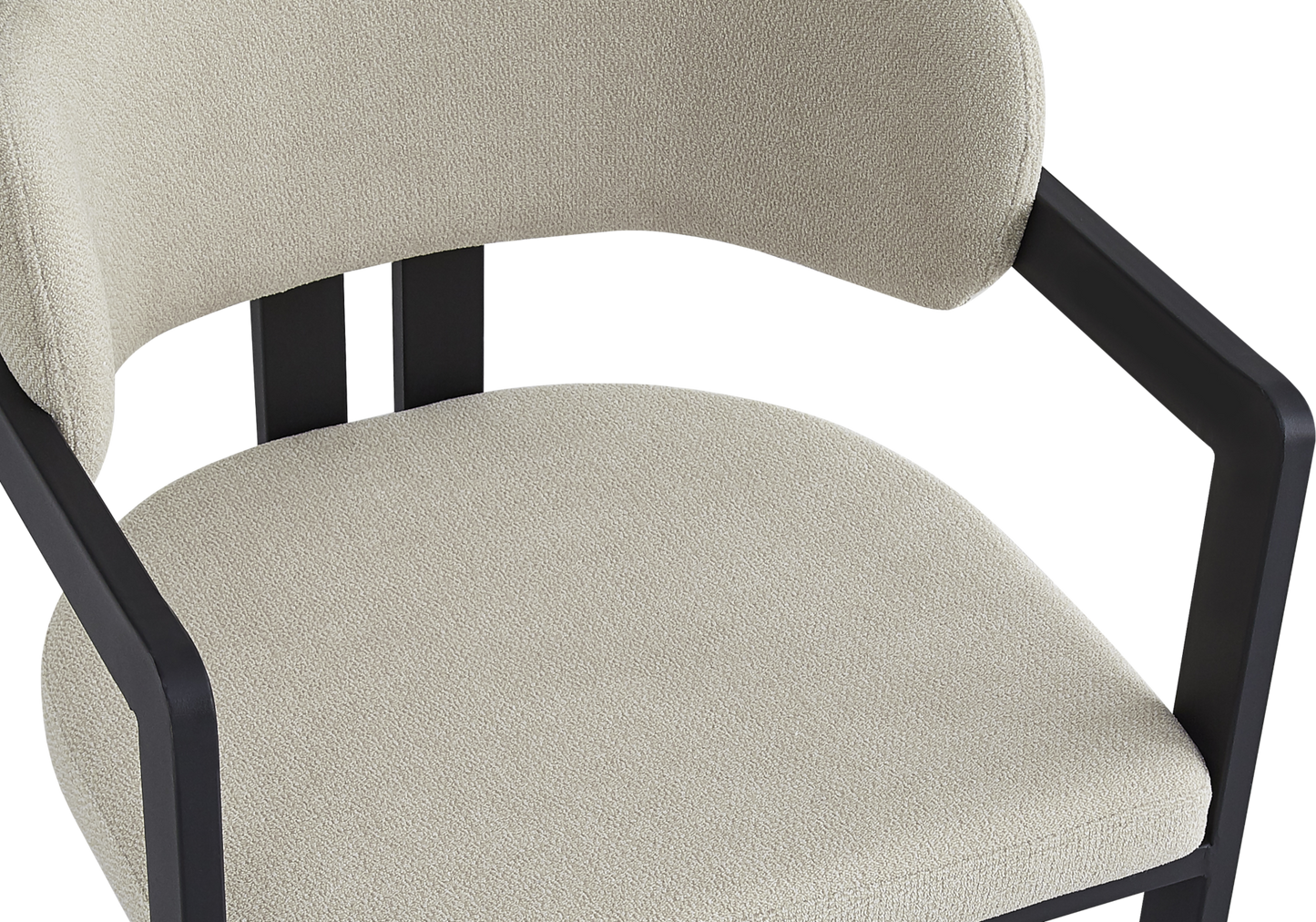 Fauteuil de table bouclé sable pieds noirs – Lyra x2