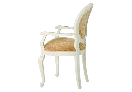 Fauteuil de table classique beige et or avec accoudoirs - Melodia