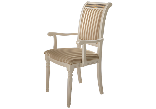 Fauteuil de table italien tissu satiné et blanc laqué - Liberty