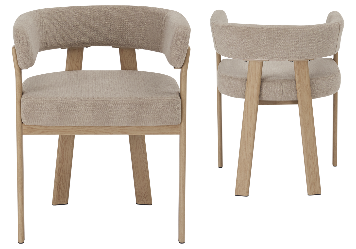 Fauteuil de table bouclé taupe chêne – Mura x4