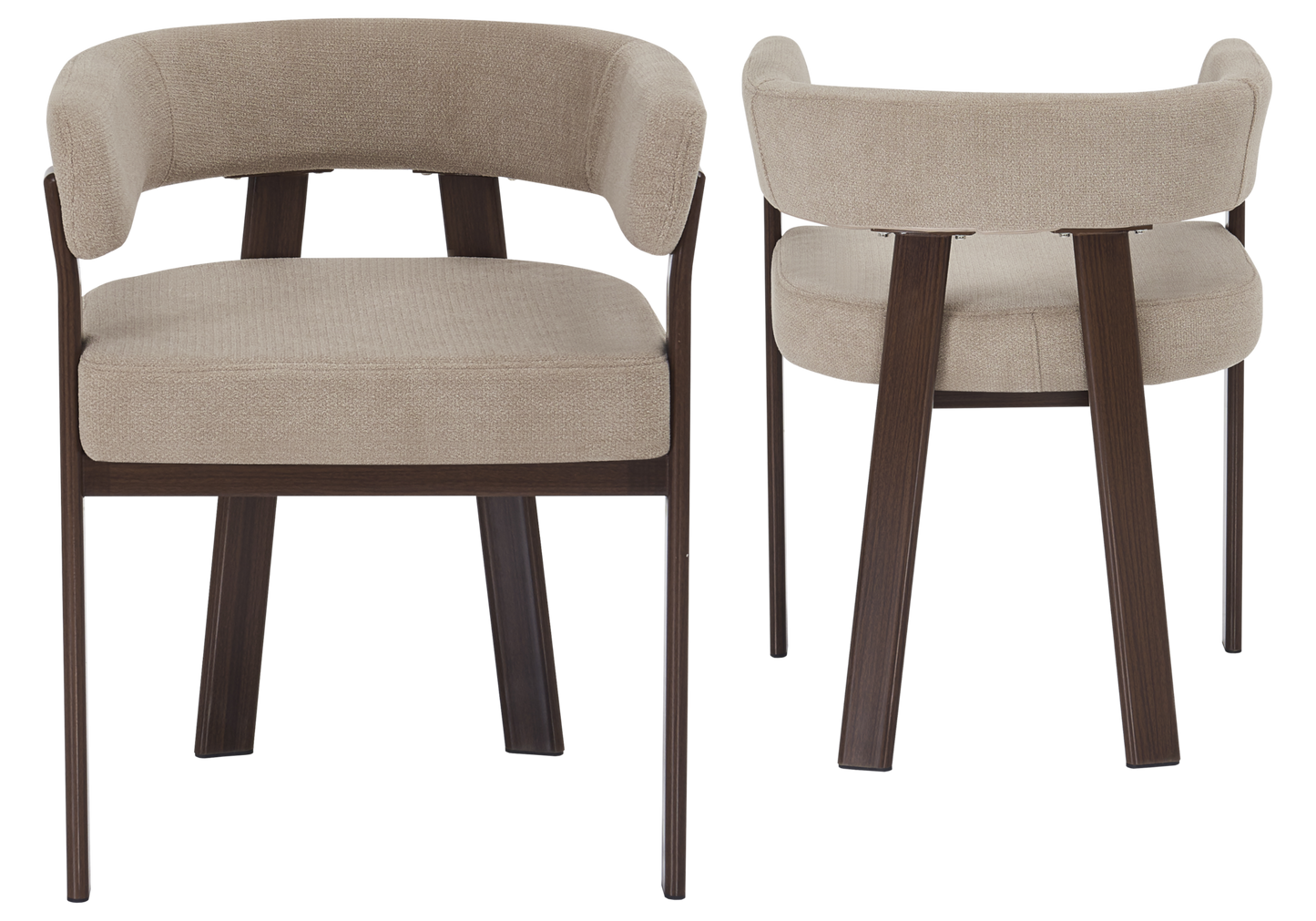 Fauteuil de table bouclé taupe noyer – Mura x4
