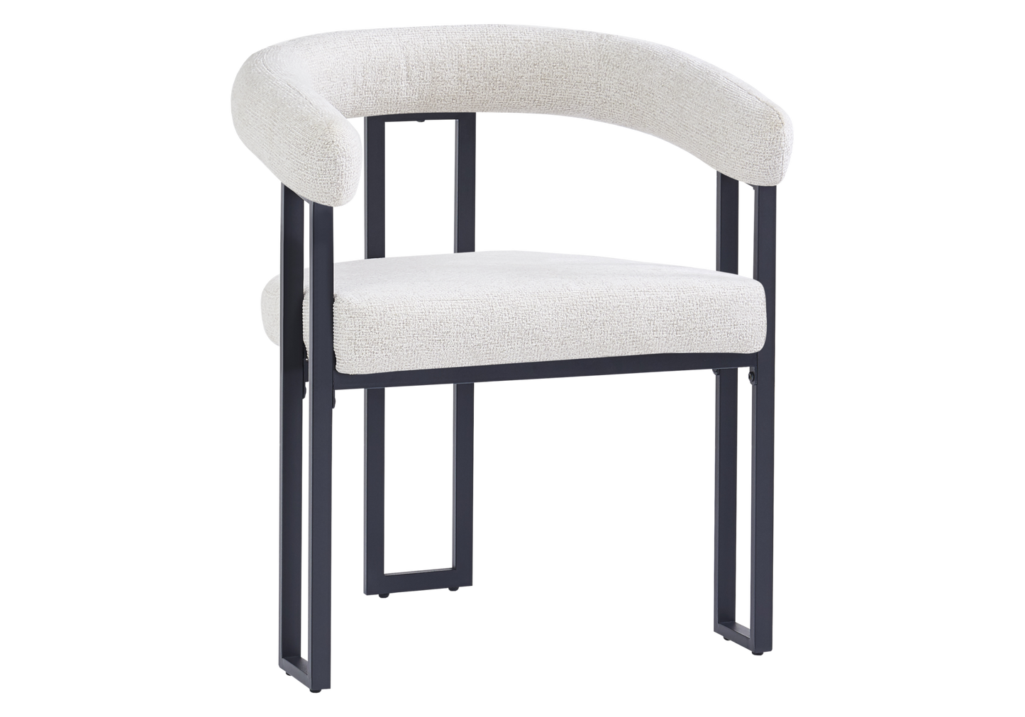 Fauteuil de table tissu chiné crème pieds noirs - Soho x4