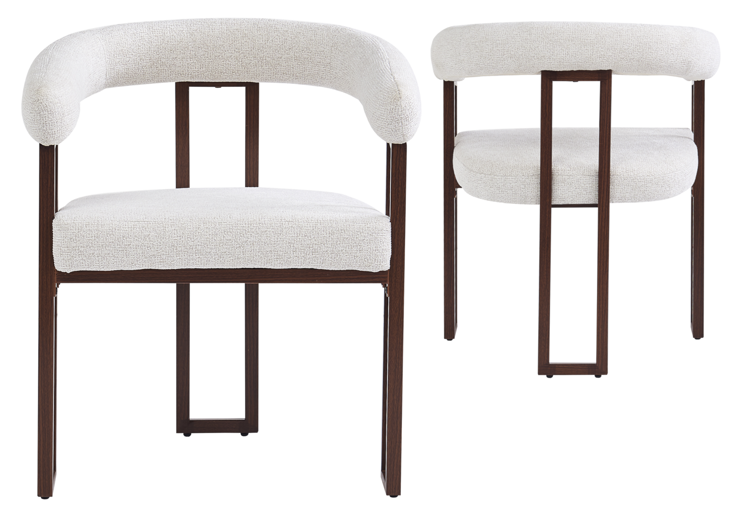 Fauteuil de table tissu chiné écru pieds noyer - Soho x4