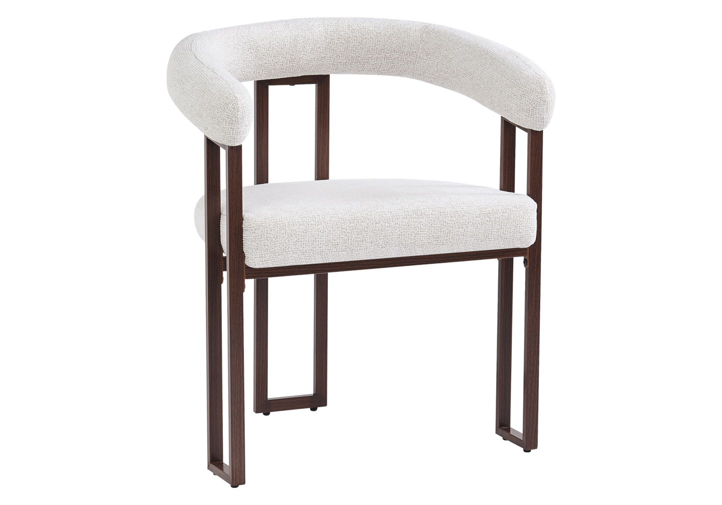 Fauteuil de table tissu chiné écru pieds noyer - Soho x4