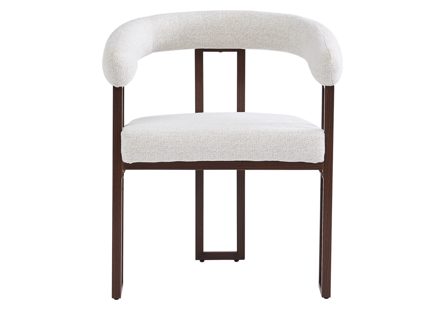 Fauteuil de table tissu chiné écru pieds noyer - Soho x4