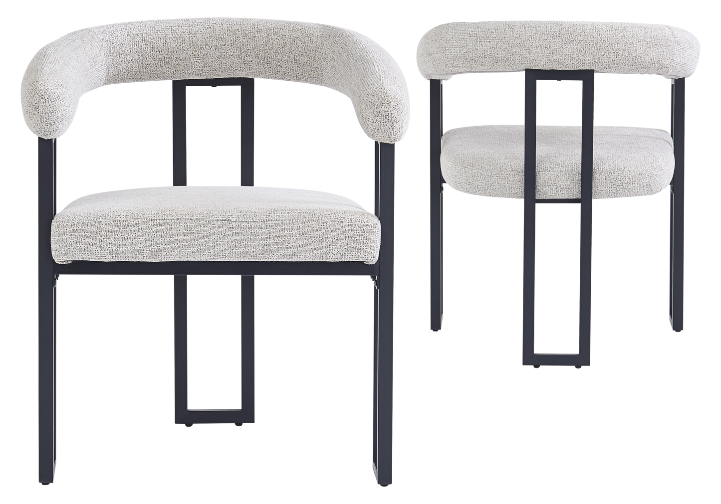 Fauteuil de table tissu taupe pieds noirs - Soho x4