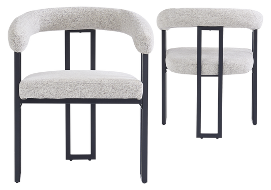 Fauteuil de table tissu taupe pieds noirs - Soho x4