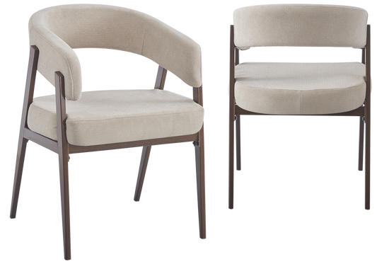 Fauteuil de table texturé beige noyer – Oslo x4