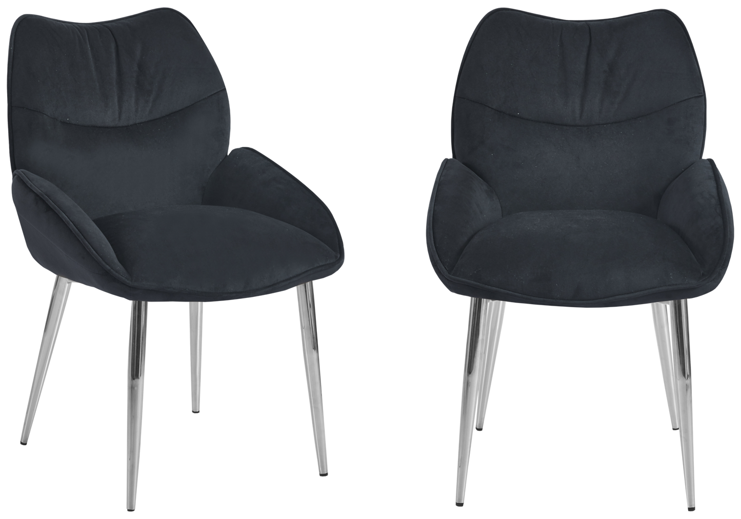 Fauteuil de table velours anthracite pieds argentés - Lyon x2