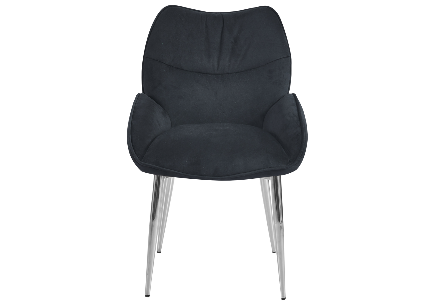 Fauteuil de table velours anthracite pieds argentés - Lyon x2
