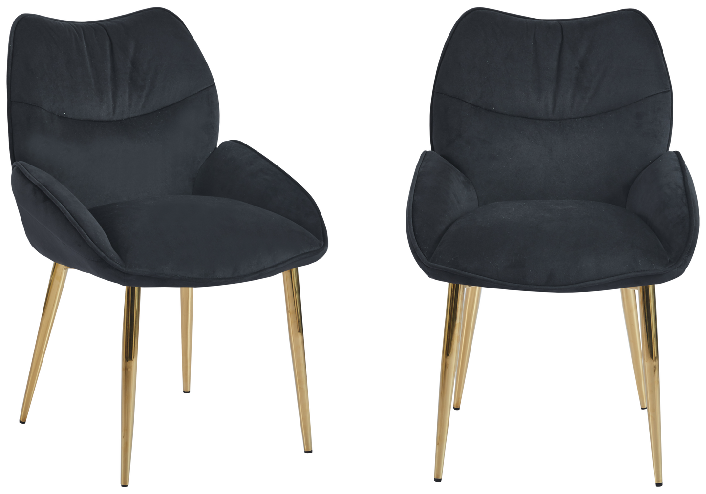 Fauteuil de table velours anthracite pieds dorés - Lyon x2