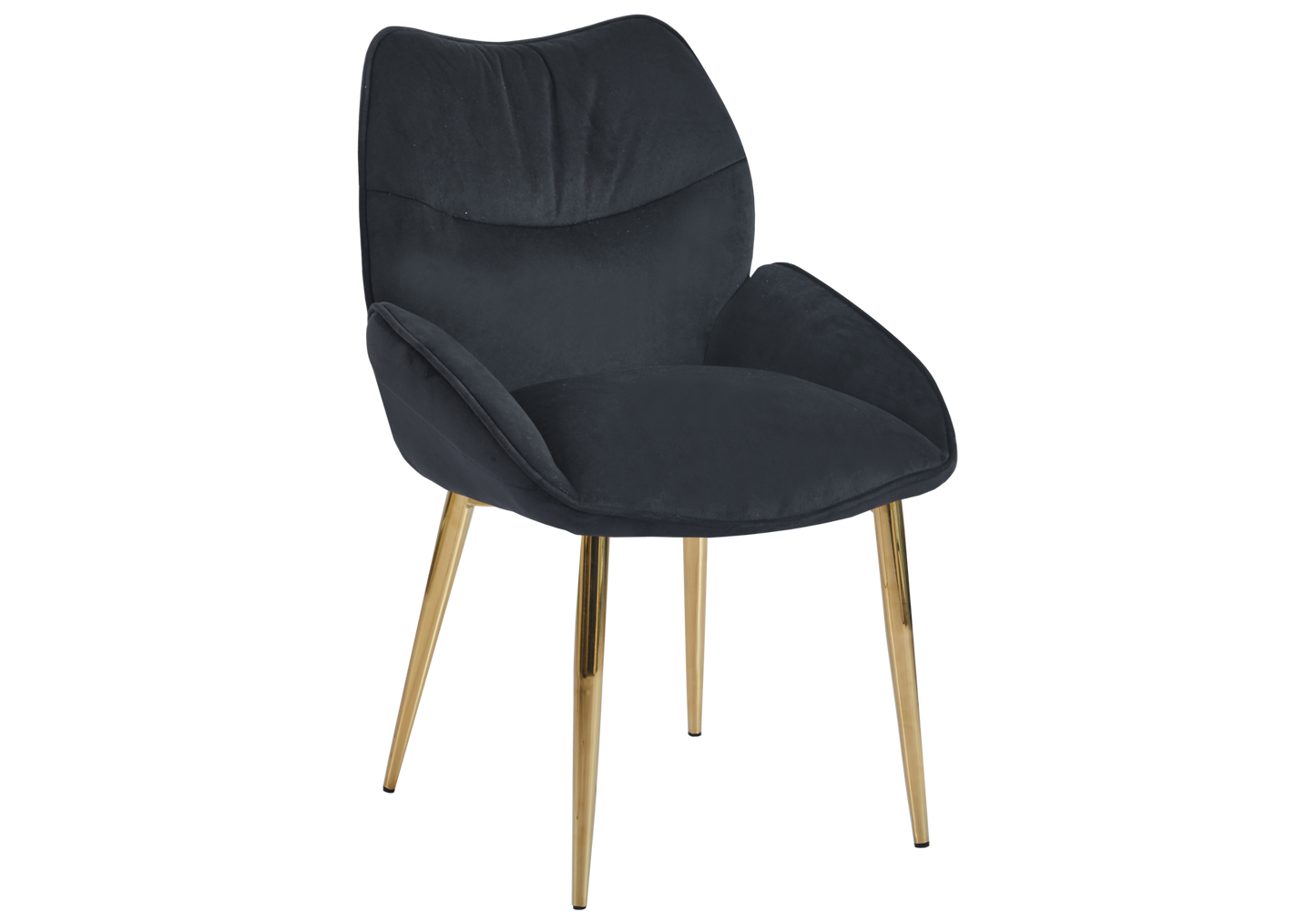 Fauteuil de table velours anthracite pieds dorés - Lyon x2