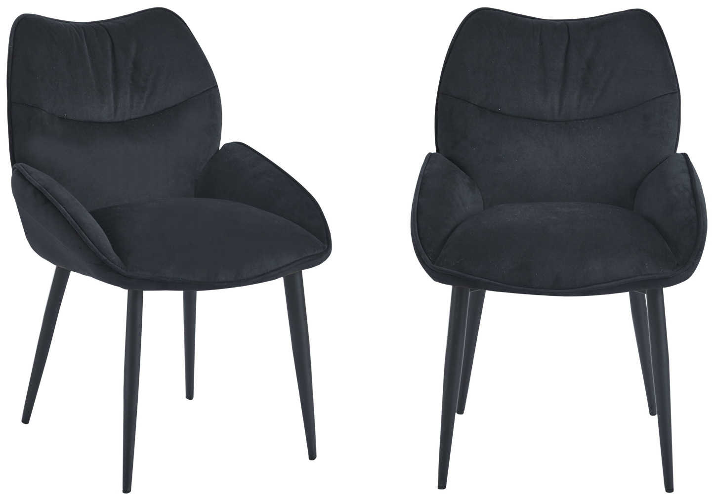 Fauteuil de table velours anthracite pieds noirs - Lyon x2