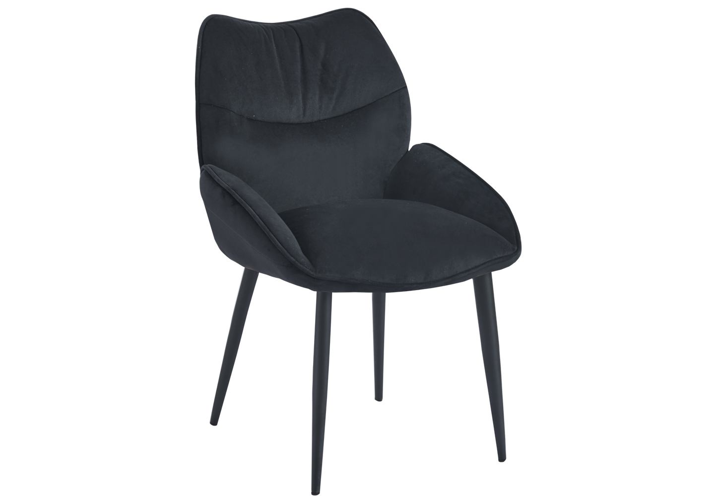 Fauteuil de table velours anthracite pieds noirs - Lyon x2