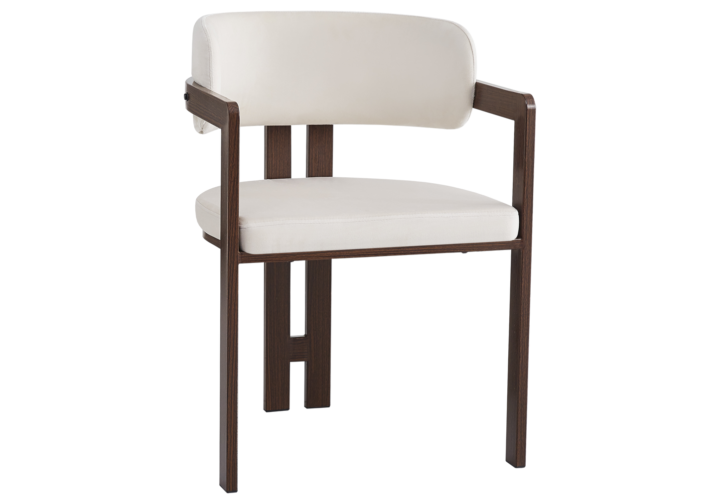 Fauteuil de table velours beige bois noyer – Lyra x2