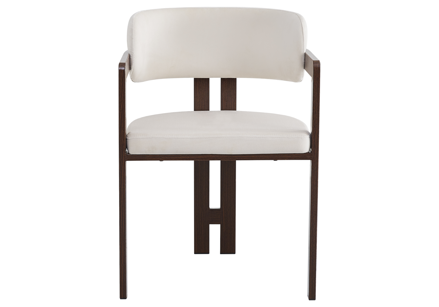 Fauteuil de table velours beige bois noyer – Lyra x2